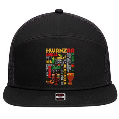 Seven Principles Of Kwanzaa Proud African American Holiday 7 Panel Mesh Trucker Snapback Hat