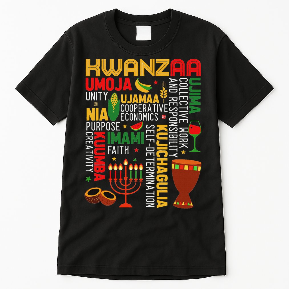 Seven Principles Of Kwanzaa Proud African American Holiday Tall T-Shirt
