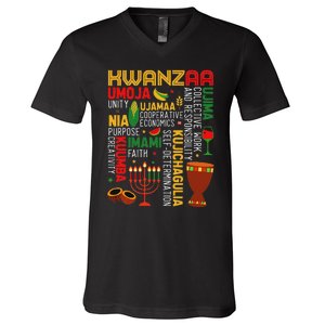 Seven Principles Of Kwanzaa Proud African American Holiday V-Neck T-Shirt