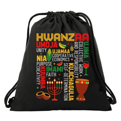 Seven Principles Of Kwanzaa Proud African American Holiday Drawstring Bag