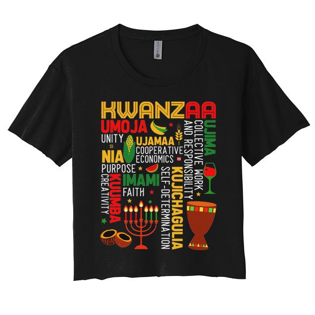 Seven Principles Of Kwanzaa Proud African American Holiday Women's Crop Top Tee