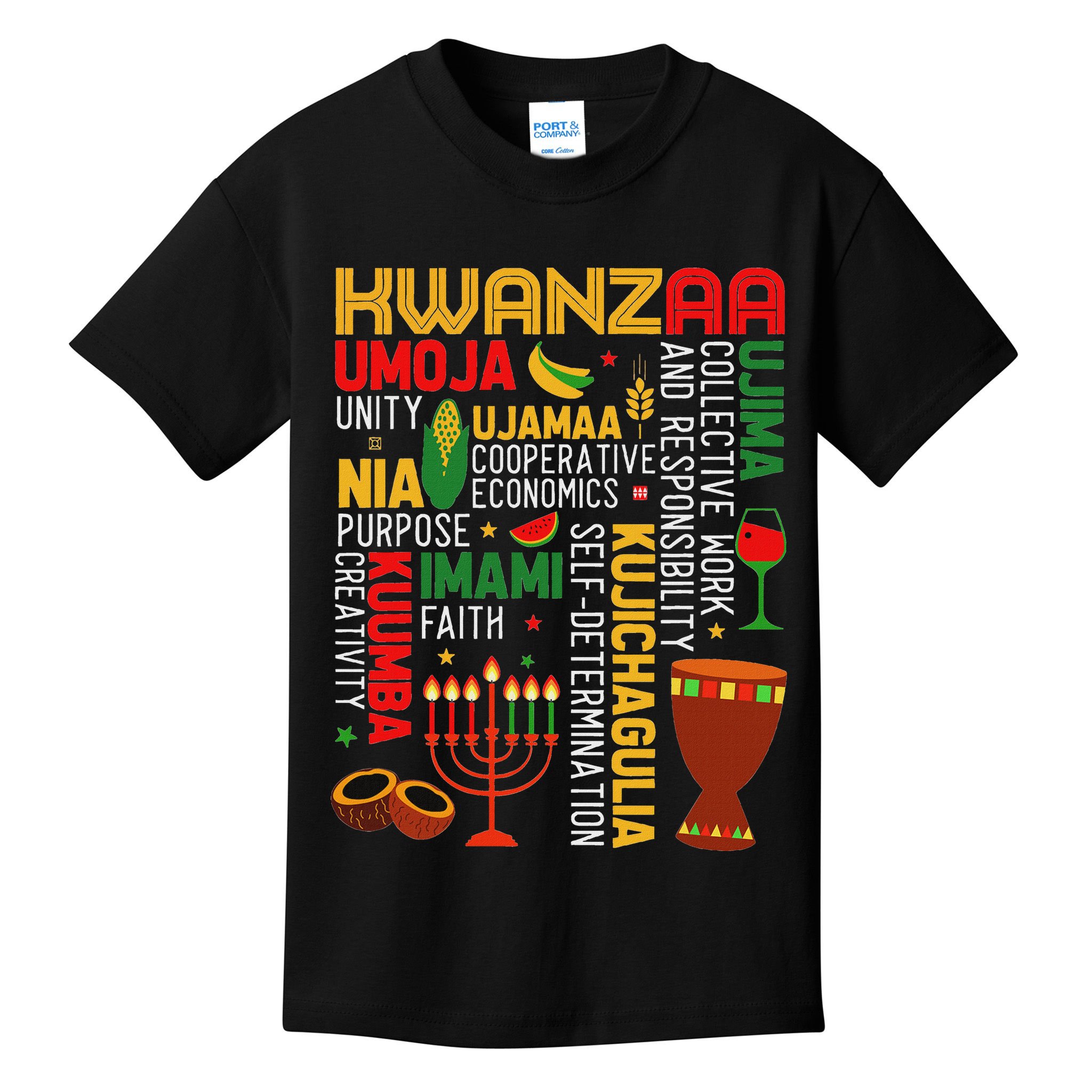 Seven Principles Of Kwanzaa Proud African American Holiday Kids T-Shirt