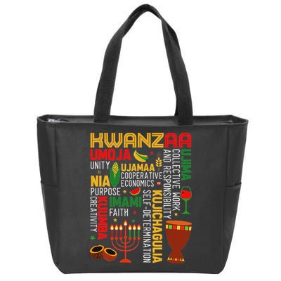Seven Principles Of Kwanzaa Proud African American Holiday Zip Tote Bag