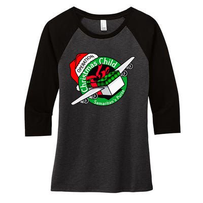 SamaritanS Purse Operation Christmas Child Funny Xmas Women's Tri-Blend 3/4-Sleeve Raglan Shirt