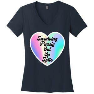 Surviving Purely Out Of Spite Makes A Great Gift! Women's V-Neck T-Shirt