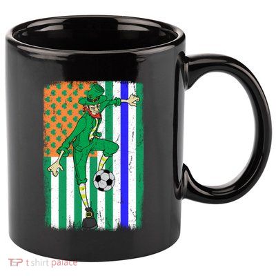 Soccer Police Officer Cop Irish Usa Flag St Patrick's Day Gift 11oz C Handle Ceramic Mug