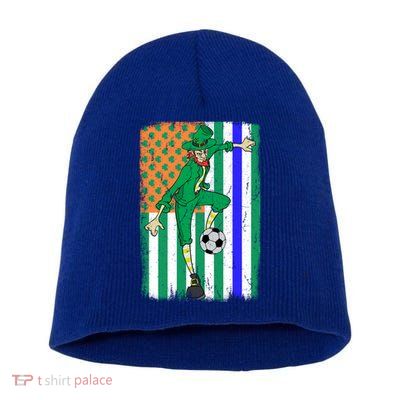 Soccer Police Officer Cop Irish Usa Flag St Patrick's Day Gift Short Acrylic Beanie
