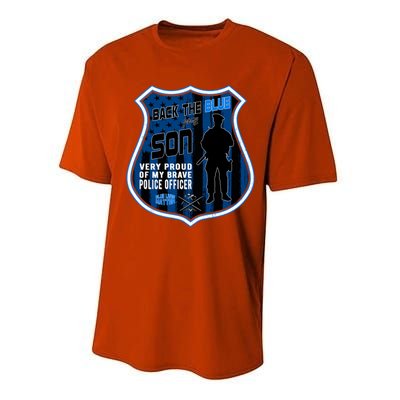 Support Police Officers Cop I Back The Blue For My Son Meaningful Gift Performance Sprint T-Shirt