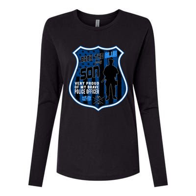 Support Police Officers Cop I Back The Blue For My Son Meaningful Gift Womens Cotton Relaxed Long Sleeve T-Shirt