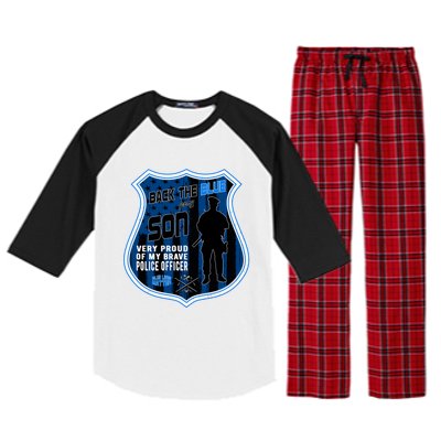 Support Police Officers Cop I Back The Blue For My Son Meaningful Gift Raglan Sleeve Pajama Set