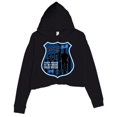 Support Police Officers Cop I Back The Blue For My Son Meaningful Gift Crop Fleece Hoodie