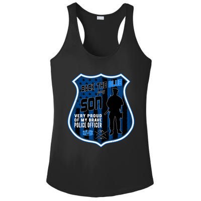 Support Police Officers Cop I Back The Blue For My Son Meaningful Gift Ladies PosiCharge Competitor Racerback Tank