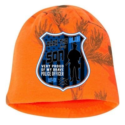 Support Police Officers Cop I Back The Blue For My Son Meaningful Gift Kati - Camo Knit Beanie