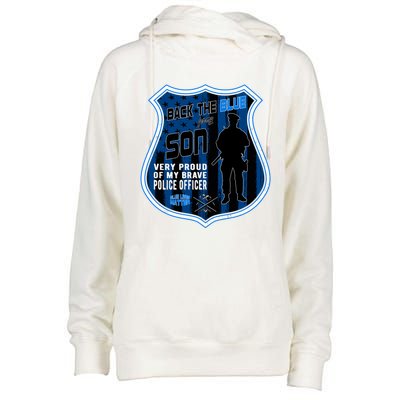 Support Police Officers Cop I Back The Blue For My Son Meaningful Gift Womens Funnel Neck Pullover Hood