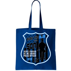 Support Police Officers Cop I Back The Blue For My Son Meaningful Gift Tote Bag