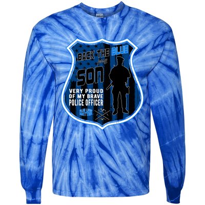 Support Police Officers Cop I Back The Blue For My Son Meaningful Gift Tie-Dye Long Sleeve Shirt