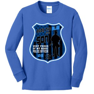 Support Police Officers Cop I Back The Blue For My Son Meaningful Gift Kids Long Sleeve Shirt