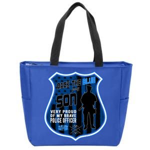 Support Police Officers Cop I Back The Blue For My Son Meaningful Gift Zip Tote Bag