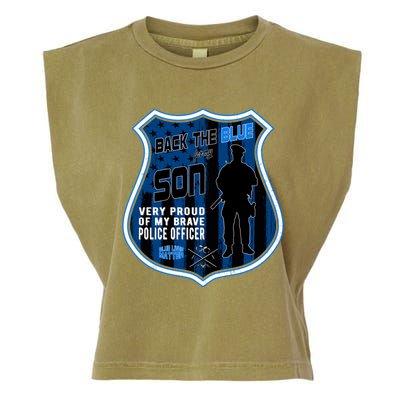 Support Police Officers Cop I Back The Blue For My Son Meaningful Gift Garment-Dyed Women's Muscle Tee