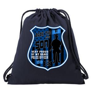 Support Police Officers Cop I Back The Blue For My Son Meaningful Gift Drawstring Bag