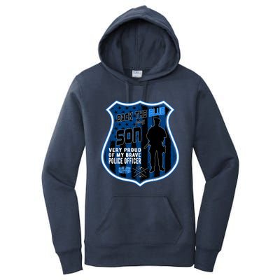 Support Police Officers Cop I Back The Blue For My Son Meaningful Gift Women's Pullover Hoodie