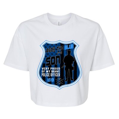 Support Police Officers Cop I Back The Blue For My Son Meaningful Gift Bella+Canvas Jersey Crop Tee