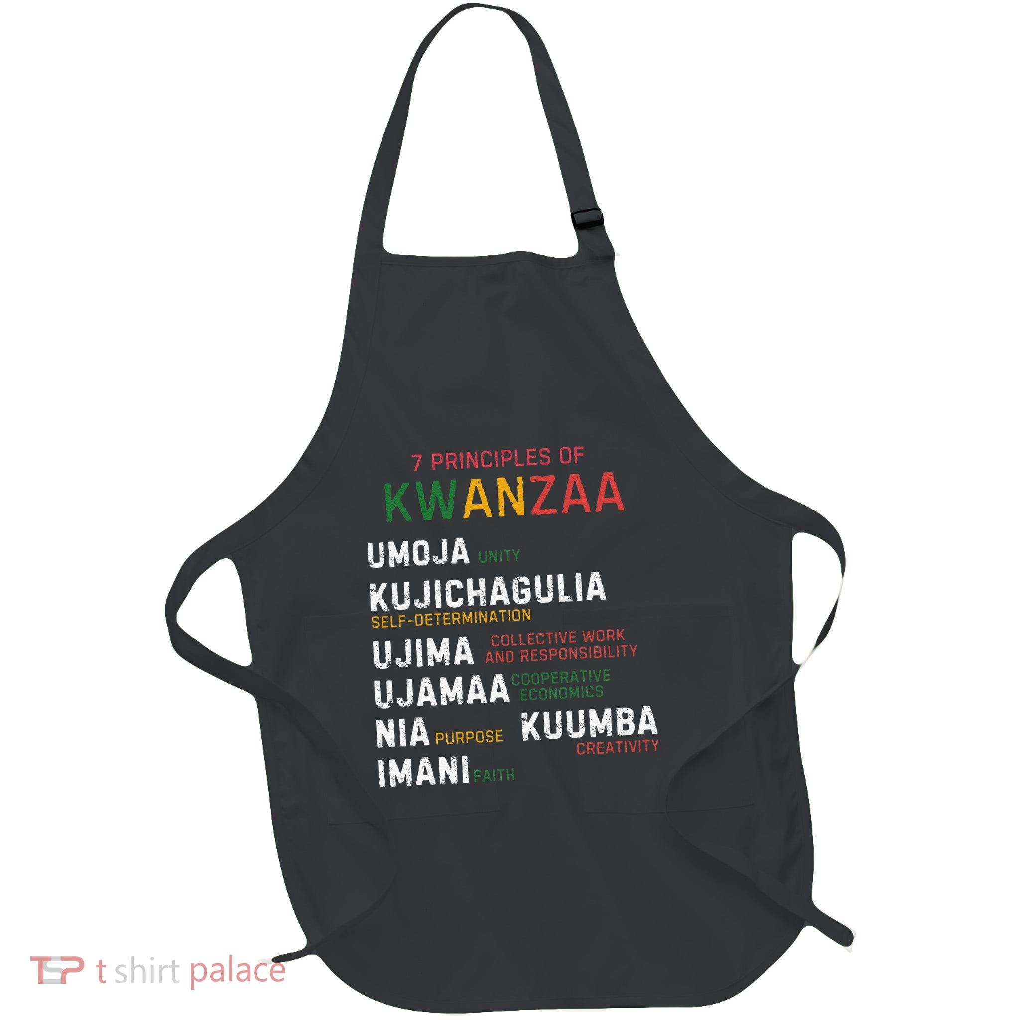 Seven Principles Of Kwanzaa Happy Kwanzaa Full-Length Apron With Pockets