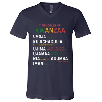 Seven Principles Of Kwanzaa Happy Kwanzaa V-Neck T-Shirt