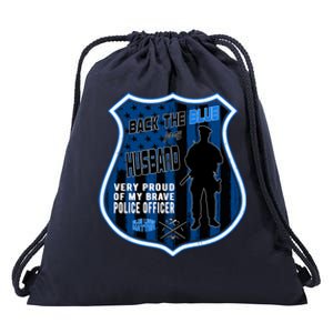 Support Police Officers Cop I Back The Blue For My Husband Gift Drawstring Bag