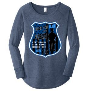 Support Police Officers Cop I Back The Blue For My Husband Gift Women's Perfect Tri Tunic Long Sleeve Shirt