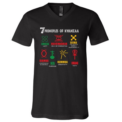 Seven Principles Of Kwanzaa African American Celebration V-Neck T-Shirt