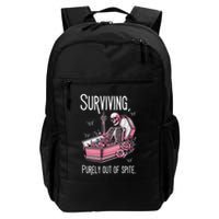 Surviving Purely Out Of Spite Funny Skeleton Skull Sarcastic Daily Commute Backpack