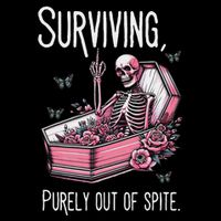 Surviving Purely Out Of Spite Funny Skeleton Skull Sarcastic Daily Commute Backpack