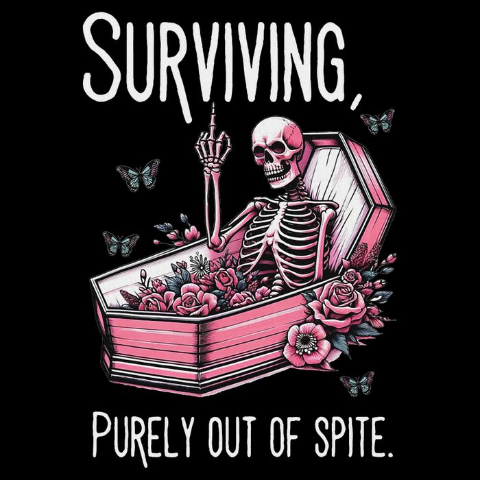 Surviving Purely Out Of Spite Funny Skeleton Skull Sarcastic Daily Commute Backpack