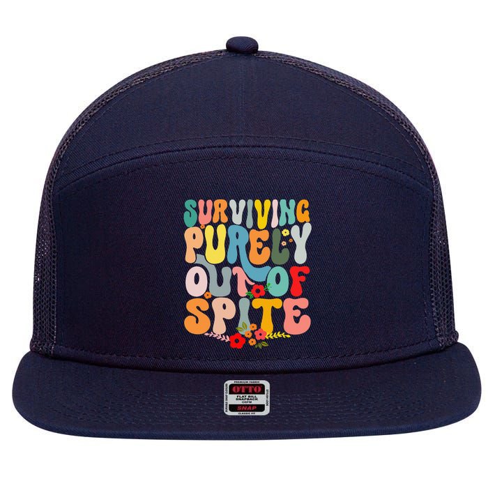 Surviving Purely Out Of Spite 7 Panel Mesh Trucker Snapback Hat