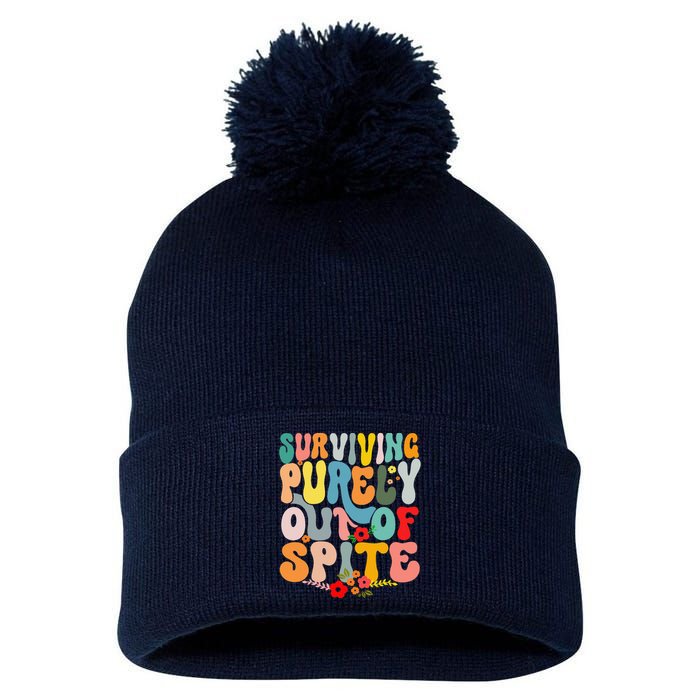 Surviving Purely Out Of Spite Pom Pom 12in Knit Beanie