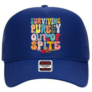 Surviving Purely Out Of Spite High Crown Mesh Back Trucker Hat