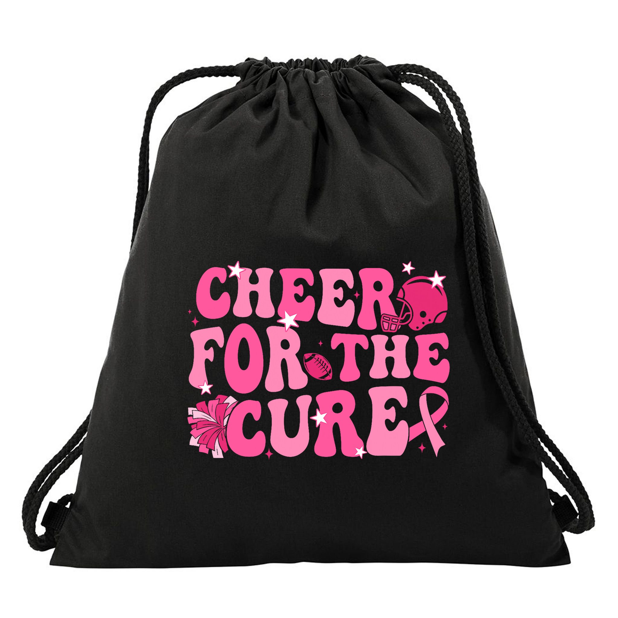 Support Pink Out Cheer For A Cures Breast Cancer Month Funny Drawstring Bag