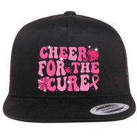Support Pink Out Cheer For A Cures Breast Cancer Month Funny Flat Bill Trucker Hat