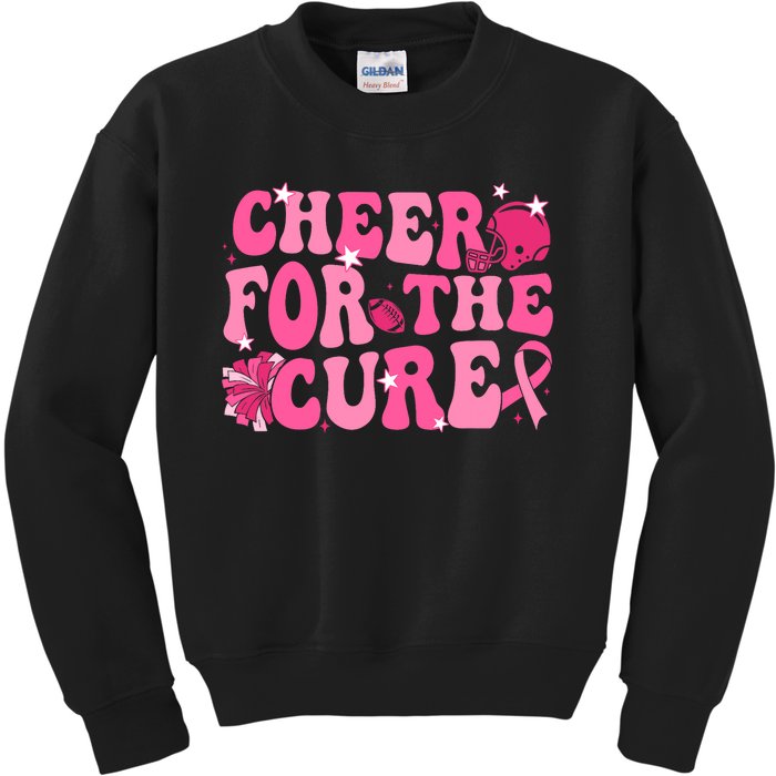 Support Pink Out Cheer For A Cures Breast Cancer Month Funny Kids Sweatshirt