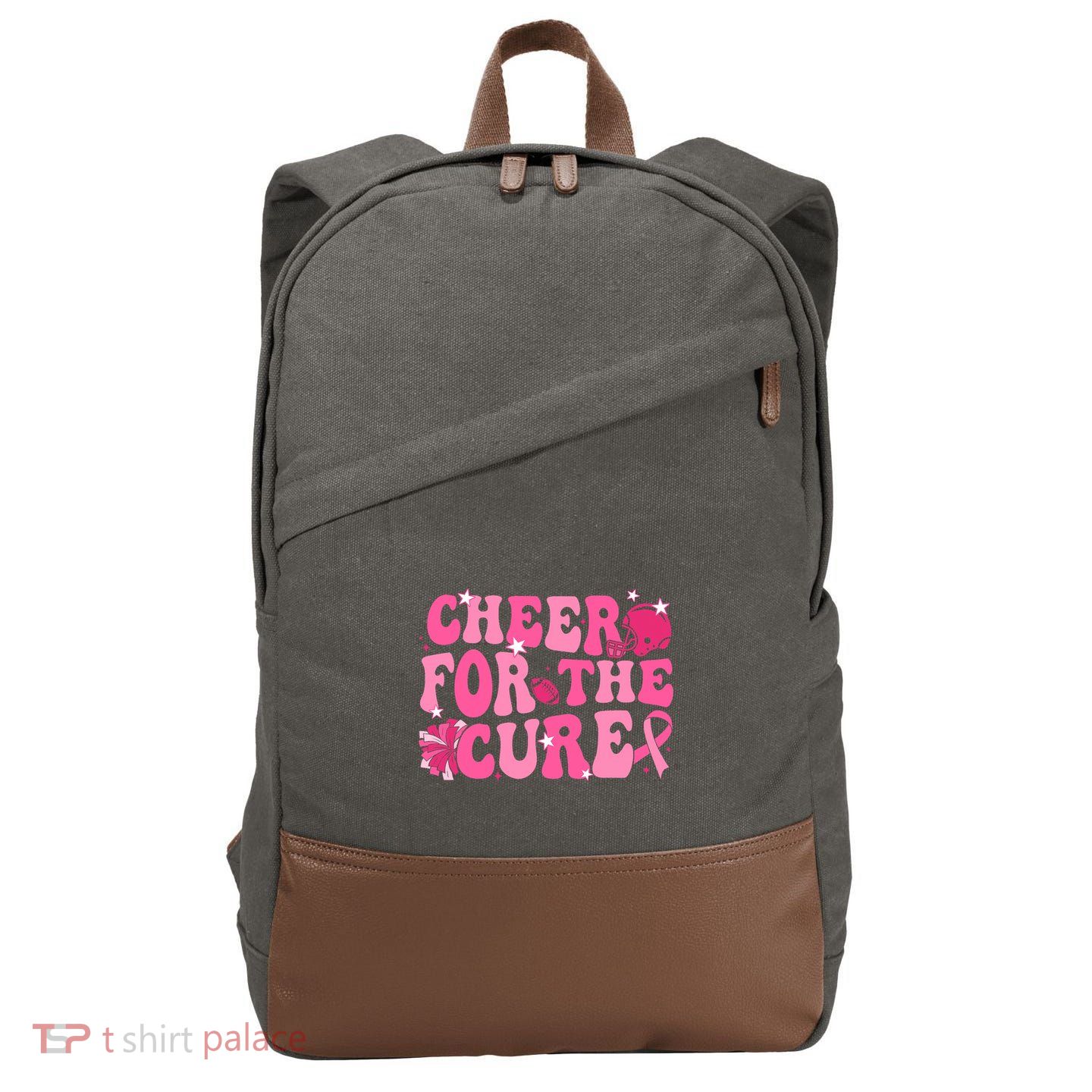 Support Pink Out Cheer For A Cures Breast Cancer Month Funny Cotton Canvas Backpack