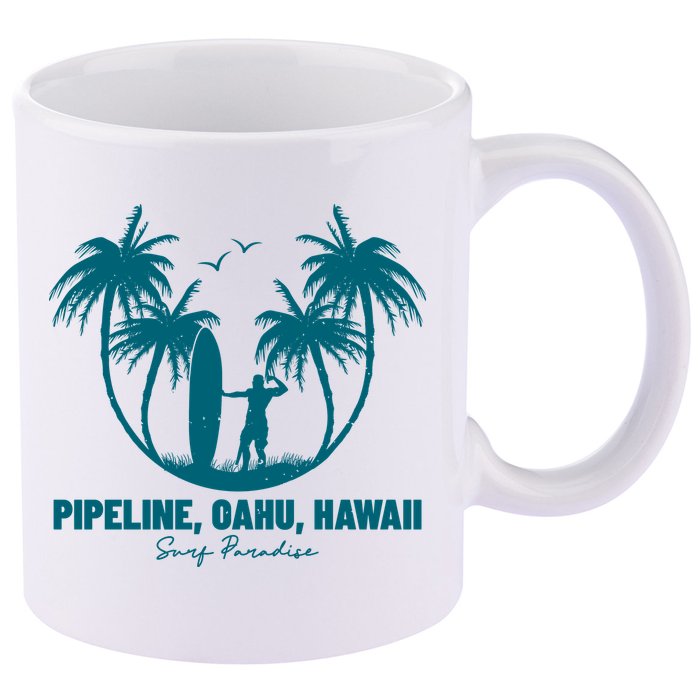 Surfing Pipeline Oahu Hawaii Summer For Surf Lovers Gift 11oz C Handle Ceramic Mug