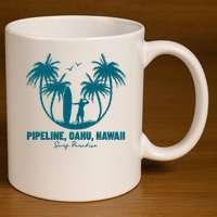 Surfing Pipeline Oahu Hawaii Summer For Surf Lovers Gift 11oz C Handle Ceramic Mug