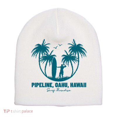 Surfing Pipeline Oahu Hawaii Summer For Surf Lovers Gift Short Acrylic Beanie