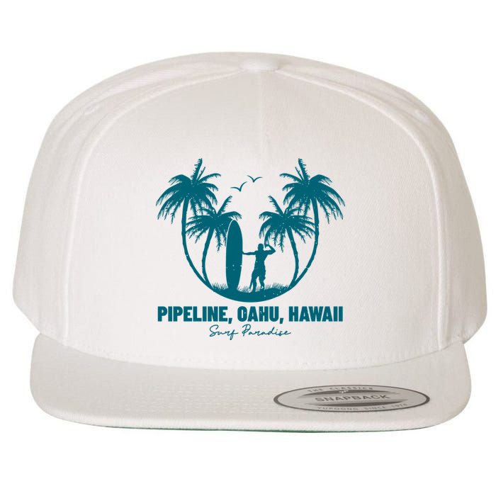 Surfing Pipeline Oahu Hawaii Summer For Surf Lovers Gift Wool Snapback Cap