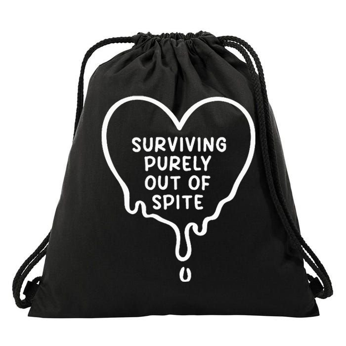 Surviving Purely Out Of Spite Funny Drawstring Bag