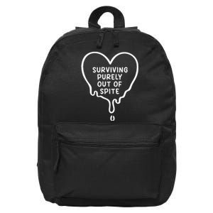 Surviving Purely Out Of Spite Funny 16 in Basic Backpack