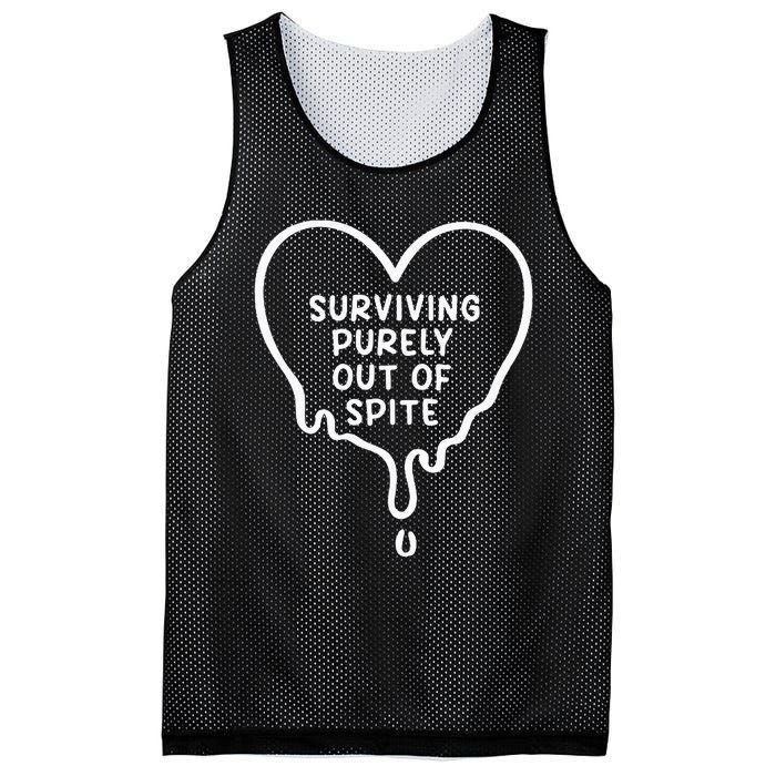 Surviving Purely Out Of Spite Funny Mesh Reversible Basketball Jersey Tank