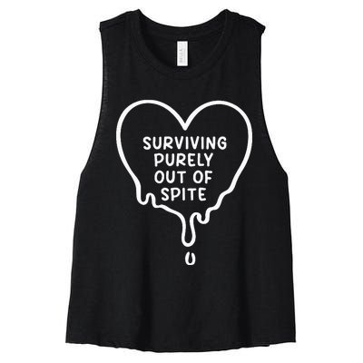 Surviving Purely Out Of Spite Funny Women's Racerback Cropped Tank