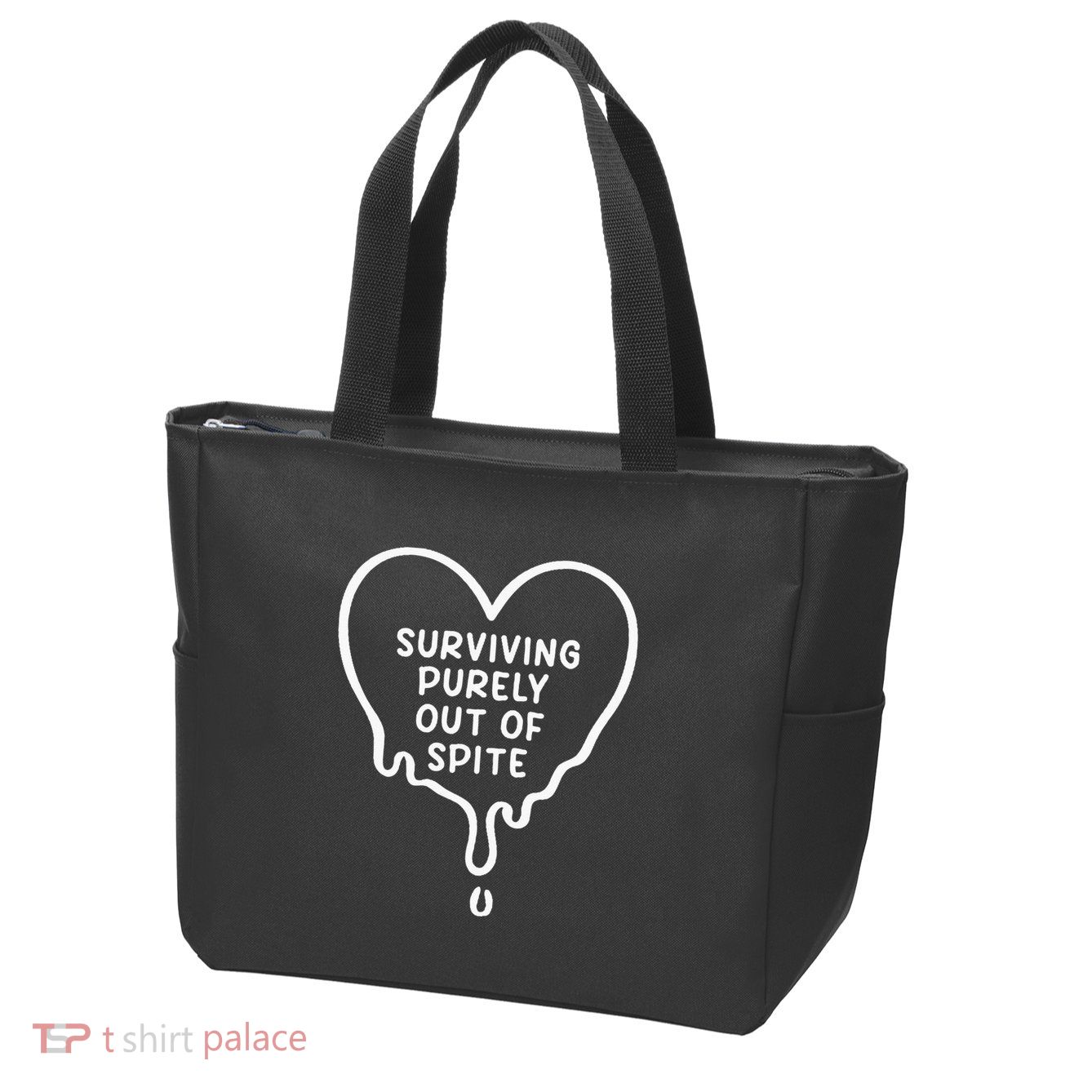 Surviving Purely Out Of Spite Funny Zip Tote Bag